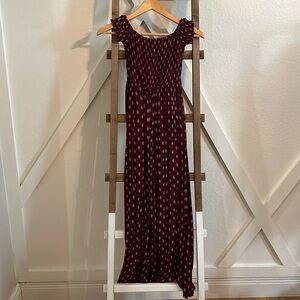 Plum/ Maroon ruched maxi dress
